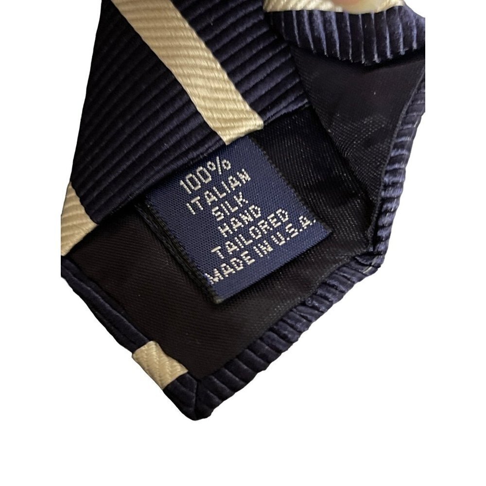 Paul Fredrick Blue Cream 100% Silk Neck Tie Men's - Picture 3 of 3